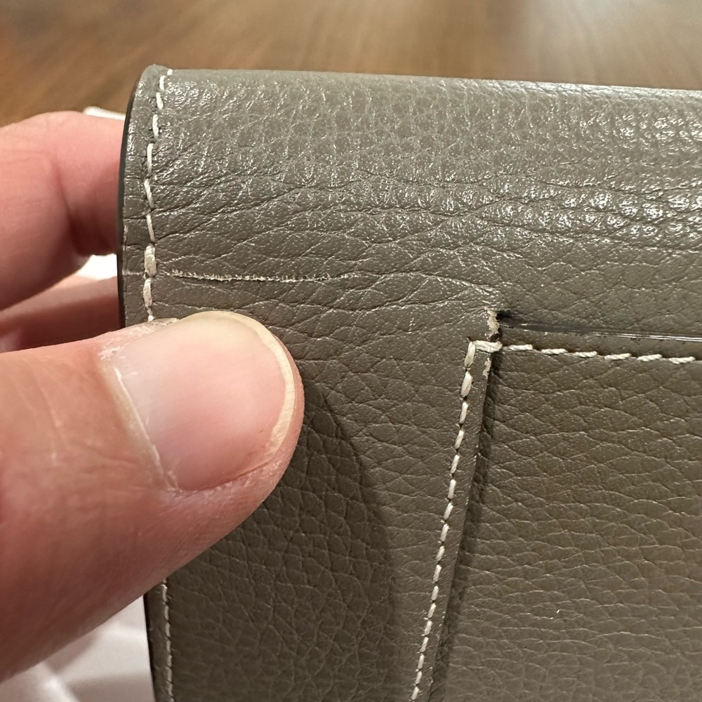 Celine Pebbled Leather Fold Wallet in Taupe Gray - Picture 7 of 12
